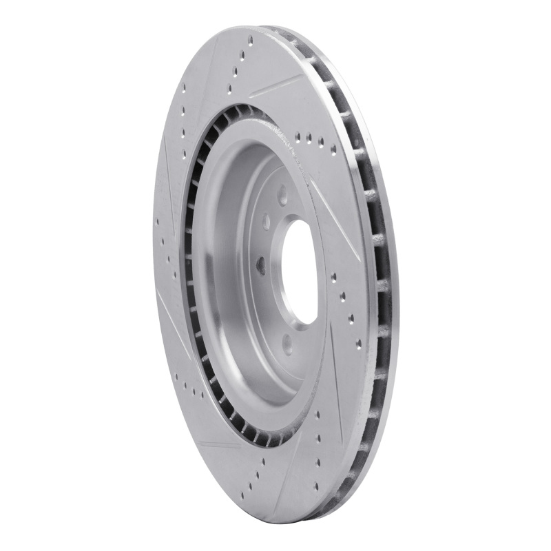 Land Rover Defender 90 Brake Rotor (1) - Rear Right - R1 Concepts - Drilled & Slotted - Silver - `13-`25